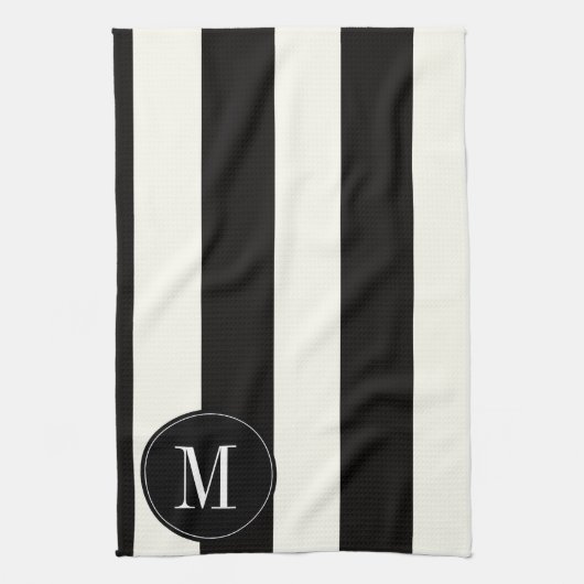 Monogrammmutiger Schwarzweiss-Streifen Handtuch (Vertikal)