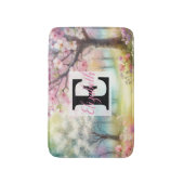 Monogrammname auf Aquarellfarben-Blume in Pastellf Badematte (Vorderseite Vertikal)