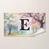 Monogrammname auf Aquarellfarben-Blume in Pastellf Badhandtuch Set (Handtuch)