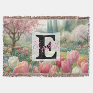 Monogrammname auf Aquarellfarben-Blume in Pastellf Decke