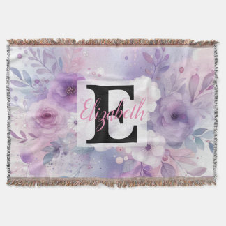 Monogrammname auf Aquarellfarben-Blume in Pastellf Decke