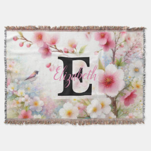 Monogrammname auf Aquarellfarben-Blume in Pastellf Decke