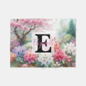 Monogrammname auf Aquarellfarben-Blume in Pastellf Fleecedecke (Vorderseite (Horizontal))