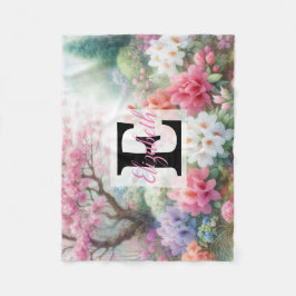 Monogrammname auf Aquarellfarben-Blume in Pastellf Fleecedecke