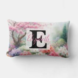 Monogrammname auf Aquarellfarben-Blume in Pastellf Lendenkissen