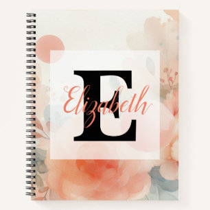 Monogrammname auf Aquarellfarben-Blume in Pastellf Notizblock