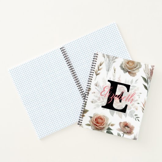 Monogrammname auf Aquarellfarben-Blume in Pastellf Notizblock (Innenseite)