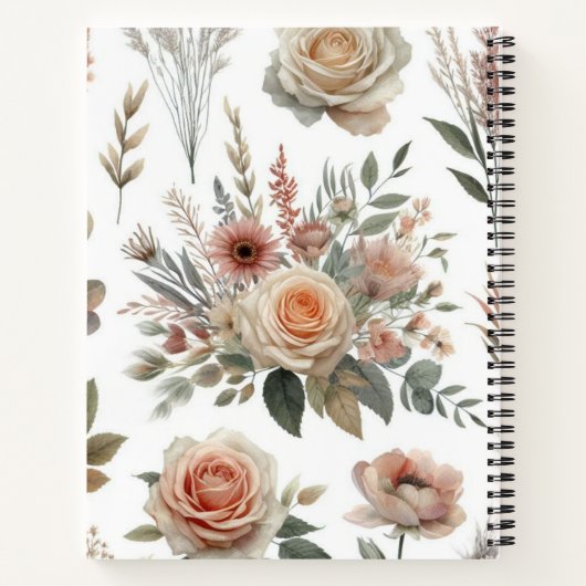 Monogrammname auf Aquarellfarben-Blume in Pastellf Notizblock (Rückseite)