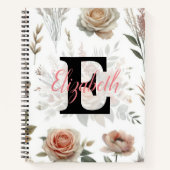 Monogrammname auf Aquarellfarben-Blume in Pastellf Notizblock (Vorderseite)