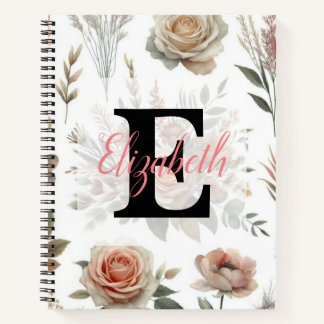 Monogrammname auf Aquarellfarben-Blume in Pastellf Notizblock