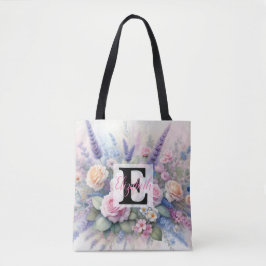 Monogrammname auf Aquarellfarben-Blume in Pastellf Tasche