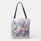 Monogrammname auf Aquarellfarben-Blume in Pastellf Tasche (Rückseite)
