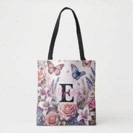 Monogrammname auf Aquarellfarben-Blume in Pastellf Tasche