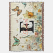 Monogrammname auf Vintagen Aquarellfarben-Blume Decke (Vorderseite Vertikal)