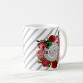 Monogrammname des Personalisierten Blumenmusters Kaffeetasse (VorderseiteRechts)