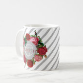 Monogrammname des Personalisierten Blumenmusters Kaffeetasse (Vorderseite Links)