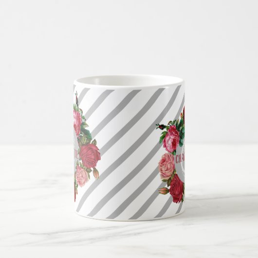 Monogrammname des Personalisierten Blumenmusters Kaffeetasse (Mittel)