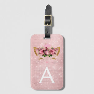 Monogrammname des rosa Kitty-Sparkys Gepäckanhänger