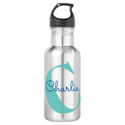 Monogrammname Moderne Typografie Edelstahlflasche (Vorderseite)