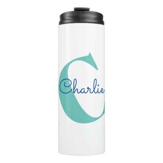 Monogrammname Moderne Typografie Thermosbecher (Vorderseite)