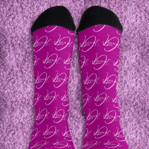 Monogrammname und anfängliche weiße rosa Maul-Sock Socken