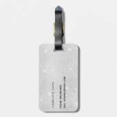 Monogrammnamenskript für Silver Glitzer Gepäckanhänger (Rückseite vertikal)