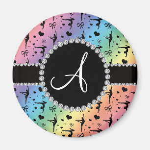 Monogrammregenbogengymnastik-Herzbögen Magnet