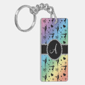 Monogrammregenbogengymnastik-Herzbögen Schlüsselanhänger (Vorderseite links)