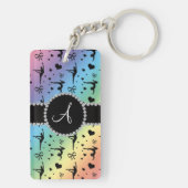 Monogrammregenbogengymnastik-Herzbögen Schlüsselanhänger (Rückseite)