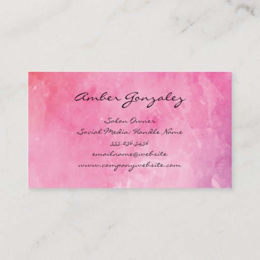 Monogrammschrift | Farbige Blume Visitenkarte (Rückseite)