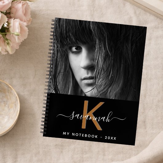 Monogrammschrift für Schwarz-weißes Foto Notizblock