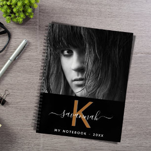 Monogrammschrift für Schwarz-weißes Foto Notizblock