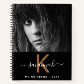 Monogrammschrift für Schwarz-weißes Foto Notizblock (Vorderseite)