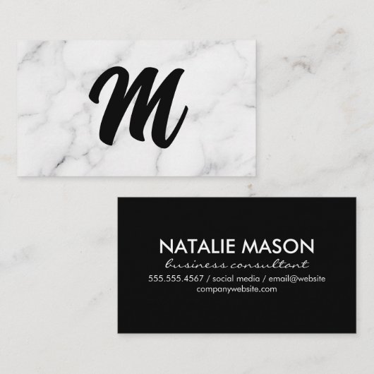 Monogrammschrift | Marmorboden Visitenkarte (Vorne/Hinten)
