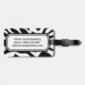 Monogrammschwarzer Zebra Stripes personalisierten Gepäckanhänger (Rückseite horizontal)