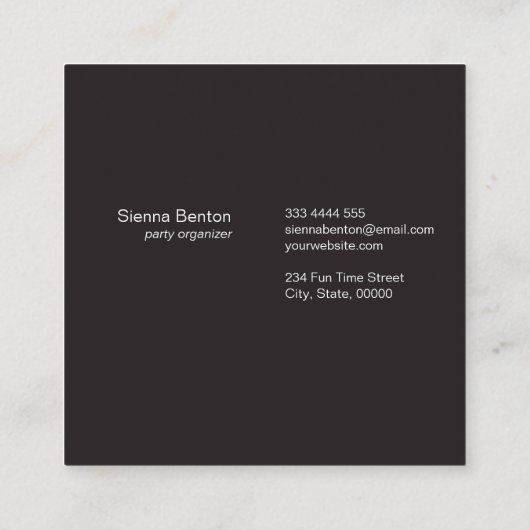 Monogrammschwarzweiss-Tupfen Quadratische Visitenkarte (Rückseite)