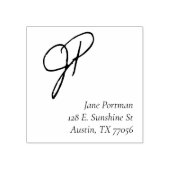 Monogrammstil | Rücksendeadresse für Lässige Check Gummistempel (Prägung)