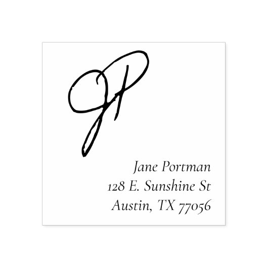 Monogrammstil | Rücksendeadresse für Lässige Check Gummistempel (Prägung)