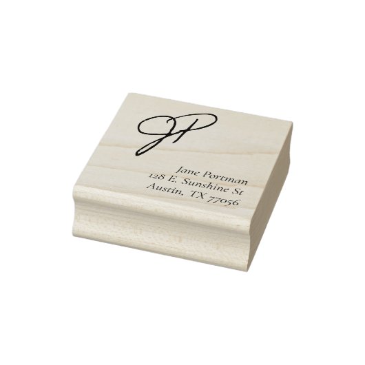 Monogrammstil | Rücksendeadresse für Lässige Check Gummistempel (Stempel)