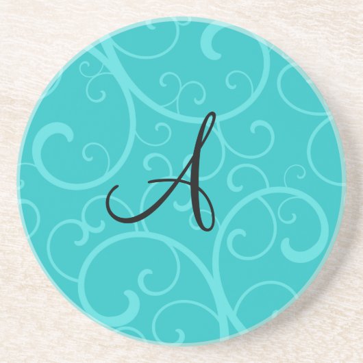 Monogrammtürkis-Wirbel Untersetzer (Vorne)