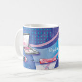 MonogrammWatercolor bilden Künstler-Stylist-Lippen Kaffeetasse (Vorderseite Links)