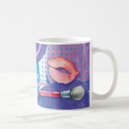 MonogrammWatercolor bilden Künstler-Stylist-Lippen Kaffeetasse