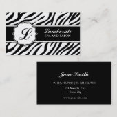Monogrammzebra-Druck-Haar-Stylist-Friseur Visitenkarte (Vorne/Hinten)