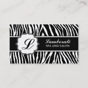 Monogrammzebra-Druck-Haar-Stylist-Friseur Visitenkarte