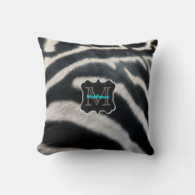 Monogrammzebra-Foto Kissen (Vorderseite)