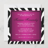 Monogrammzebra-Geburtstags-Party Einladung (Rückseite)