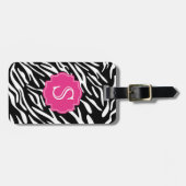 Monogrammzebra-Streifen mit rosa Gepäckanhänger (Vorderseite horizontal)