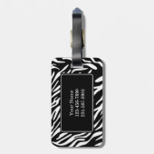 Monogrammzebra-Streifen mit rosa Gepäckanhänger (Rückseite vertikal)