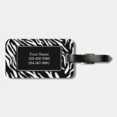Monogrammzebra-Streifen mit rosa Gepäckanhänger (Rückseite horizontal)