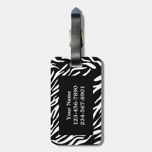 Monogrammzebra-Streifen mit rotem Gepäckanhänger (Rückseite vertikal)